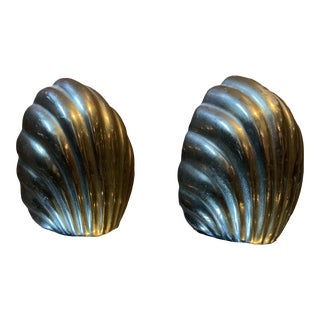 Hollywood Regency Brass Shell Bookends - a Pair For Sale