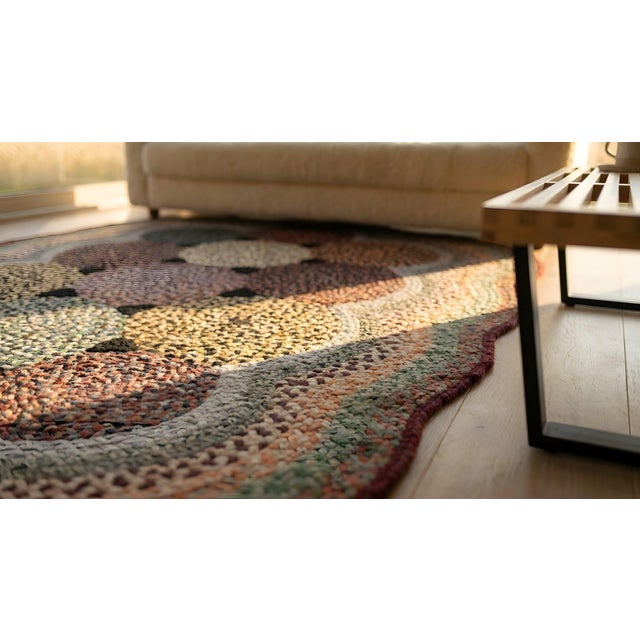 Beautifuly Soft Multi Color Ground With Colorful Circles Oval Antique American Braided Rug For Sale - Image 18 of 18
