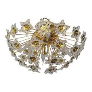 1980s Flush Mount Vintage Star Crystals Chandelier Lighting For Sale