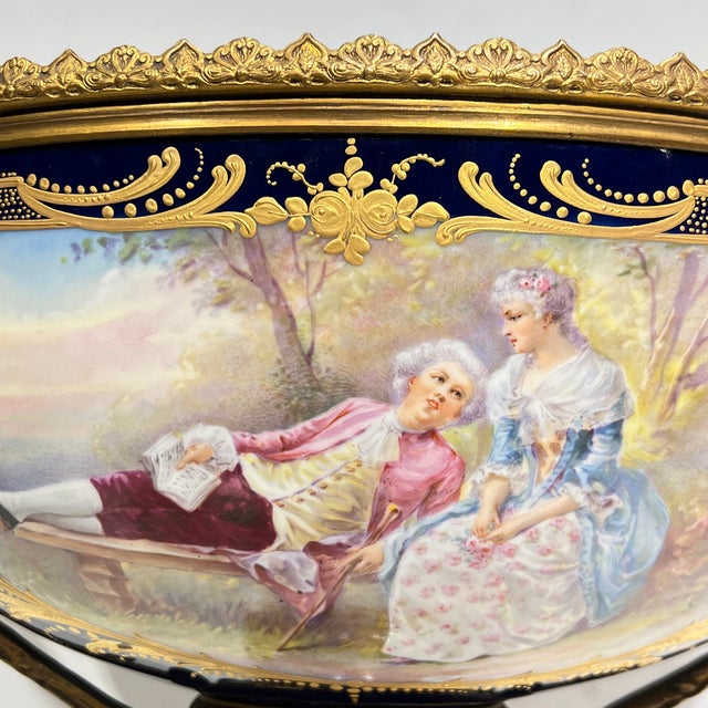 19th Century French Sevres Louis XV Style Porcelain Gilt Bronze Centerpiece Bowl For Sale - Image 13 of 15