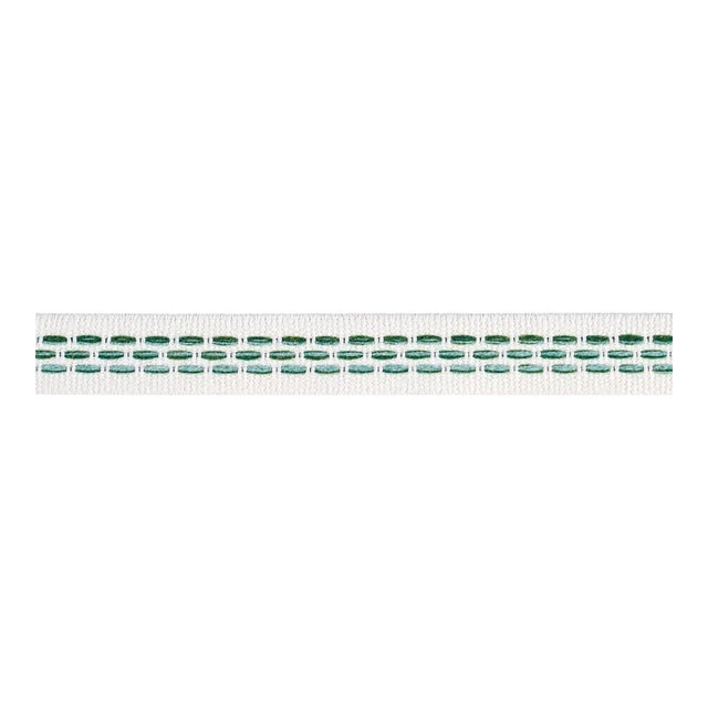 Schumacher Portola Tape Narrow Indoor/Outdoor In Green For Sale