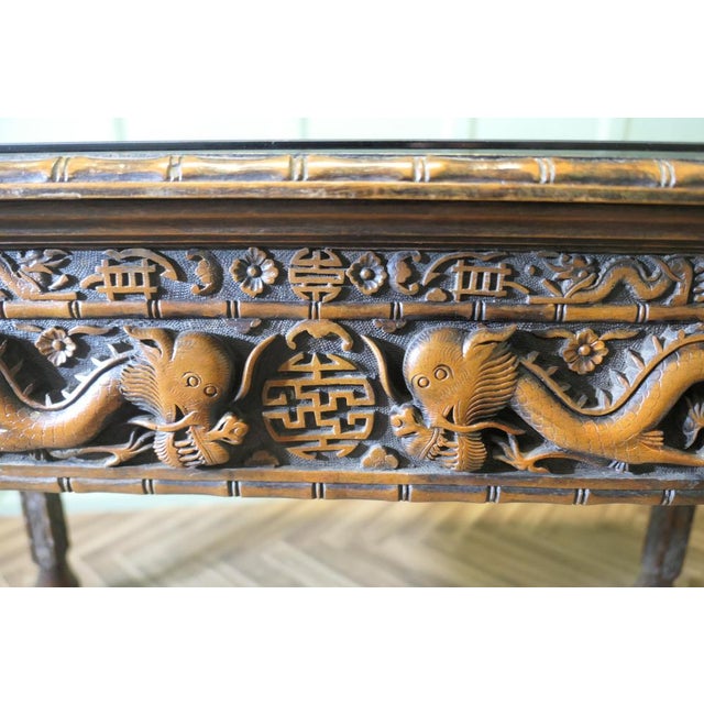 Long Chinoiserie Carved Console Table For Sale - Image 9 of 11