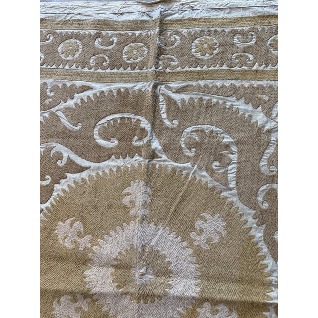 1960s Handmade Suzani Tablecloth From Central Asian 4'9'' X 5'1'' For Sale - Image 5 of 10
