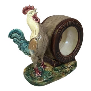 C.1890 George Dreyfus Majolica Rooster Frame For Sale