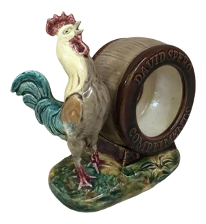 C.1890 George Dreyfus Majolica Rooster Frame