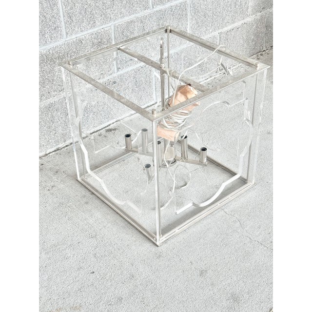 Contemporary Lucite and Chrome 8 Bulb Light Fixture For Sale - Image 3 of 5