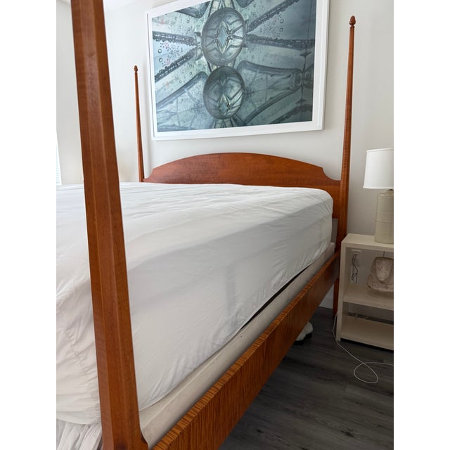 Wood Custom Tiger Maple Mid-Century Modern Bed Frame For Sale - Image 7 of 8