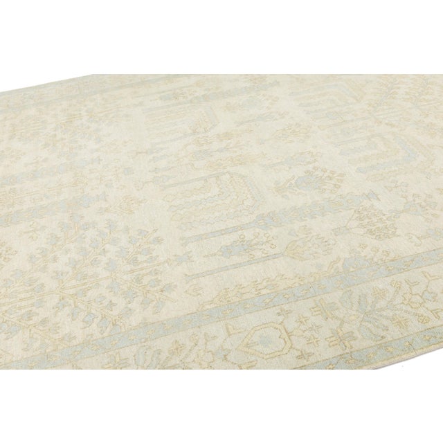 Textile Modern Oushak Style Hand-Knotted Wool Area Rug – Pale Ivory & Soft Sage 9x12 For Sale - Image 7 of 10