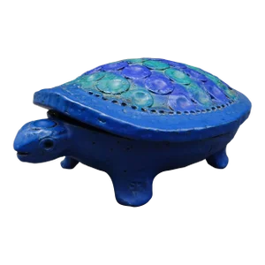 Mid 20th Century Bitossi Italy Aldo Londi Pottery Turtle Trinket Box