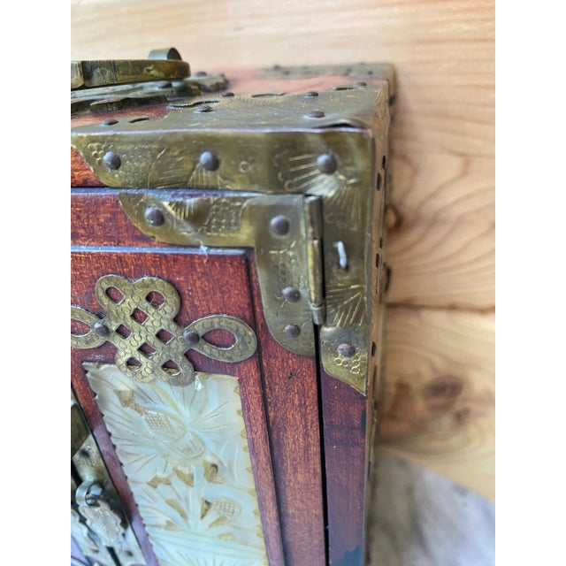 1960's Wooden Chinese Jewelry Cabinet With Jade Inlays For Sale - Image 11 of 11