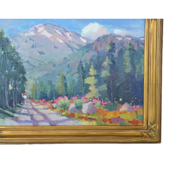 Silvio Silvestri, Listed Artist (1948-2018) Squaw Valley Palisades Tahoe California Landscape Painting W/ Antiqued Gold Frame For Sale - Image 4 of 11