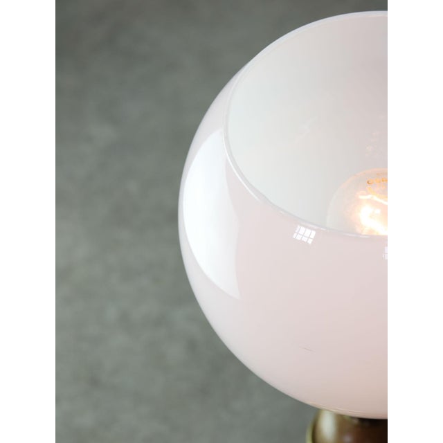 Vintage Italian Brass and Opaline Table Lamp, 1970s For Sale - Image 4 of 11