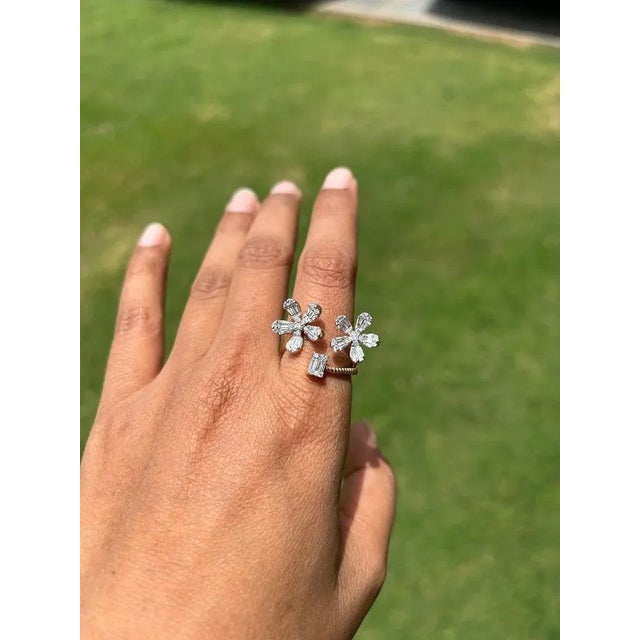 Art Deco 18k Rose Gold Diamond Floral Ring Size 7 (All Sizes Available) For Sale - Image 4 of 11