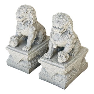 Large Pair Dove Gray Foo Dogs For Sale