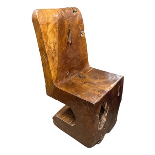 Andrianna Shamaris Sculptural Teak Wood Chair For Sale