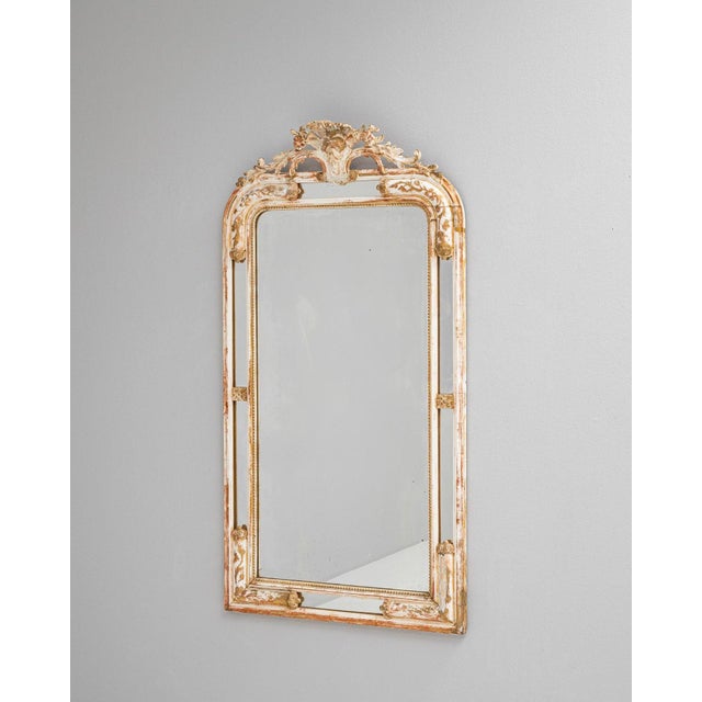 1880s French Wood White Patinated Mirror For Sale In Greensboro - Image 6 of 10