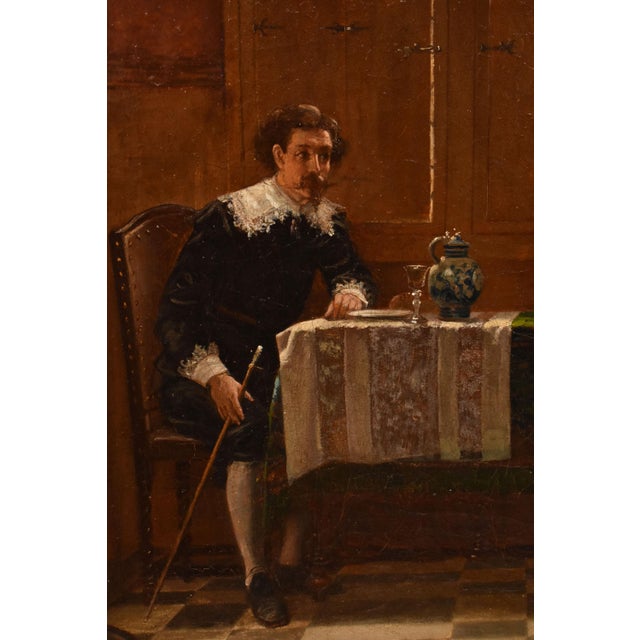 Frans Moormans, Gentleman and Lady in Interior Scene, 1800s, Oil on Canvas, Framed For Sale - Image 5 of 12