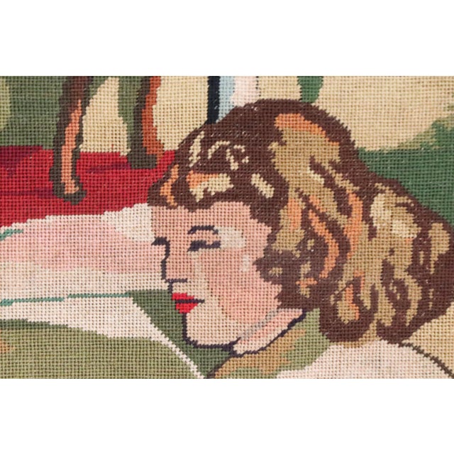 Early 20th Century Victorian Style Framed Needlepoint Depicting a Family Parlor Scene For Sale - Image 5 of 9