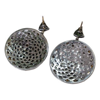 925 Sterling Silver Diamond Earrings 14k Yellow Gold Polki Earrings Gift for Her, A Pair For Sale