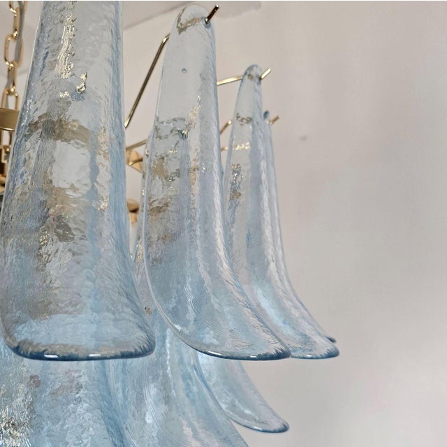 1980s Pastel Blue Murano Glass Petal Chandelier For Sale - Image 10 of 13