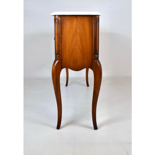 Mid 20th Century Vintage French Style Marble Top Console Table Tambour Doors For Sale - Image 5 of 11