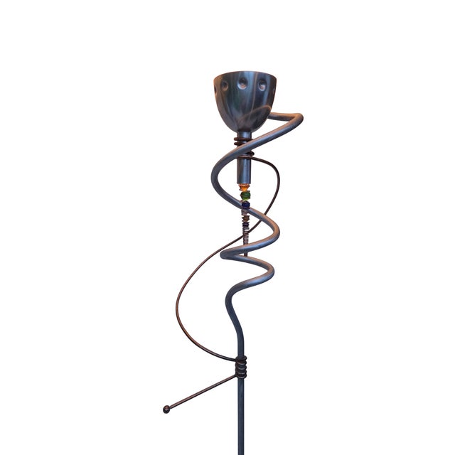 1990s Post-Modern Memphis Style Torchier Floor Lamp Sculptural Design Copper Aluminum For Sale - Image 15 of 18