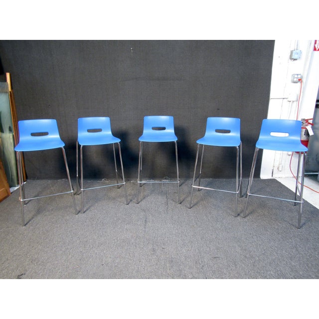 Mid 20th Century Modern Bar Stools - Set of 5 For Sale In New York - Image 6 of 10