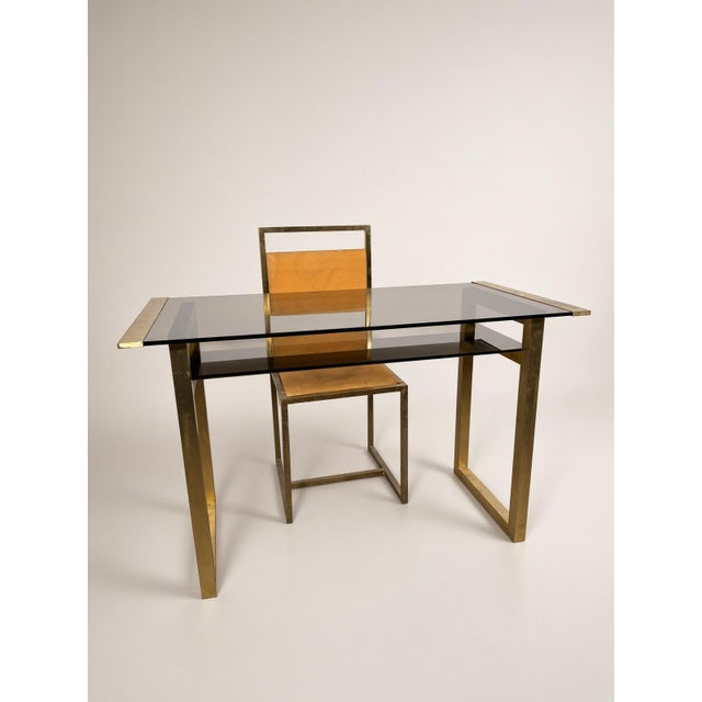 Mid-Century Italian Brass Desk and Chair, 1970s, Set of 2 For Sale - Image 14 of 14