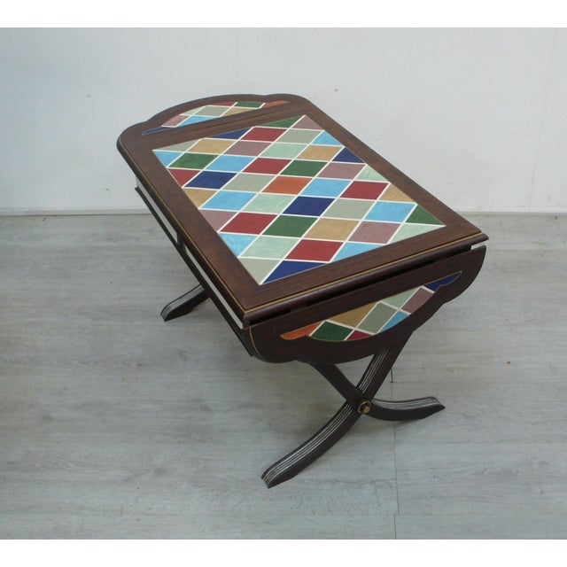 Coffee Table with Side Wings in Dark Nutwood, 1960s For Sale - Image 4 of 8