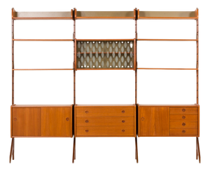Ergo Three-Bay Free-Standing Teak Wall Unit by John Texmon, Norway, 1960s