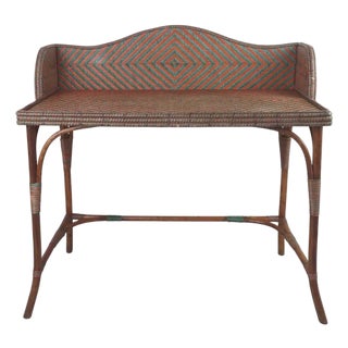 Vintage Art Deco French Painted Rattan and Bentwood Console Table, 1930s For Sale