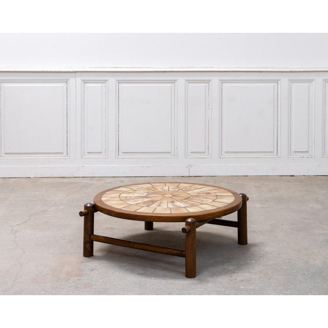 Wood Round Ceramic Coffee Table, 1960s For Sale - Image 7 of 7