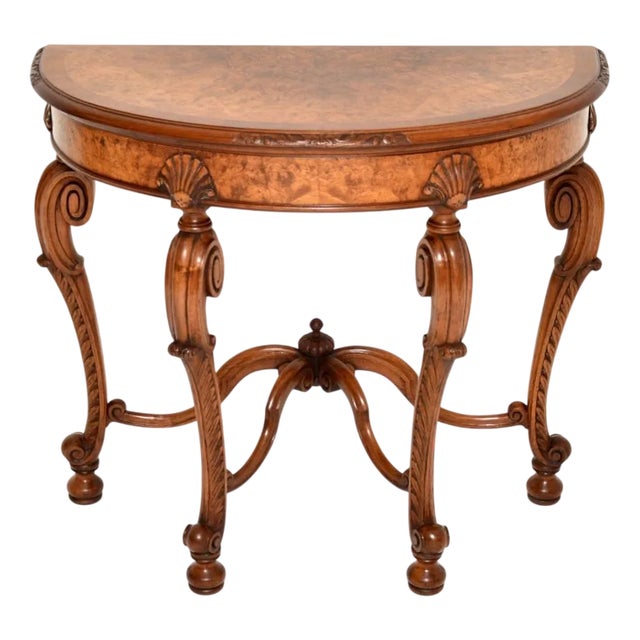 Antique Burr Walnut Console Table from Maple and Co, 1890s For Sale