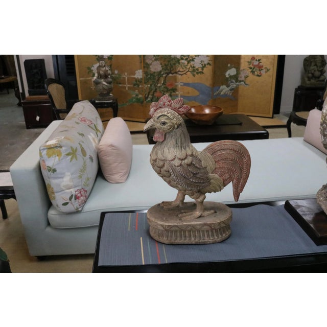 1900 Wood Rooster From Sri Lanka For Sale - Image 4 of 5