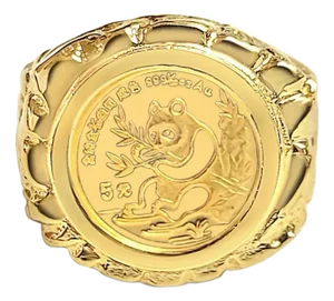1991 Nugget Panda Coin Ring, Size 5