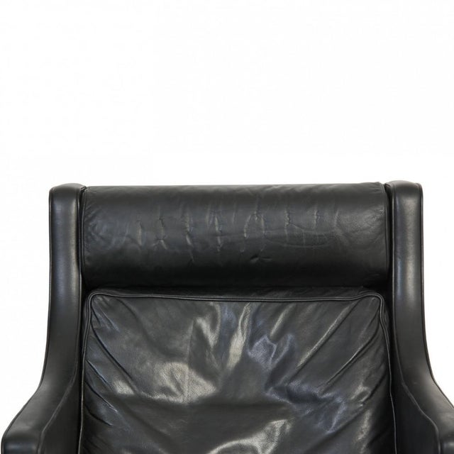 2431 Lounge Chair in Black Leather by Børge Mogensen, 1980s For Sale - Image 10 of 18