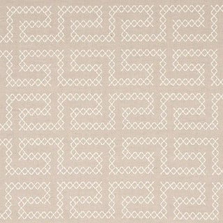 Schumacher A Maze Embroidery Fabric in Sand For Sale