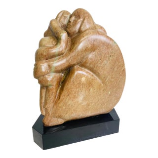 Mid-20th Century Hand Carved Marble Figurative Sculpture Signed Irene Koldorf. For Sale