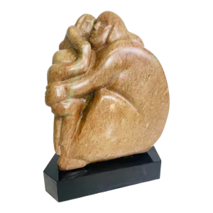 Mid-20th Century Hand Carved Marble Figurative Sculpture Signed Irene Koldorf.