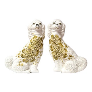 20th Century Ceramic Mantle Spaniels - A Pair For Sale
