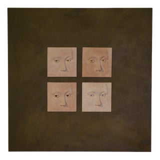 Rafazzi, Ceramic Painting with Four Faces, 2000s, Paint & Canvas For Sale