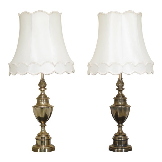 Vintage Stiffel Brass Urn Table Lamps with Shades a Pair Chairish