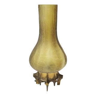 Brutalist Table Lamp with Bronze Base, 1960s For Sale