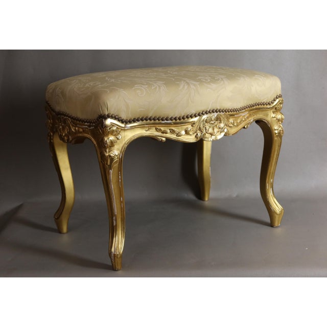 Gold Golden Wooden Stool For Sale - Image 8 of 10