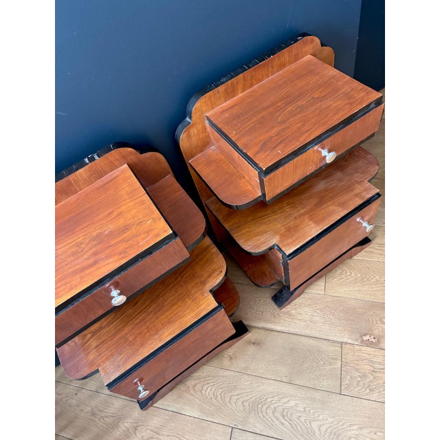 Art Deco Bedside Tables in Wood, 1970s, Set of 2 For Sale - Image 3 of 4