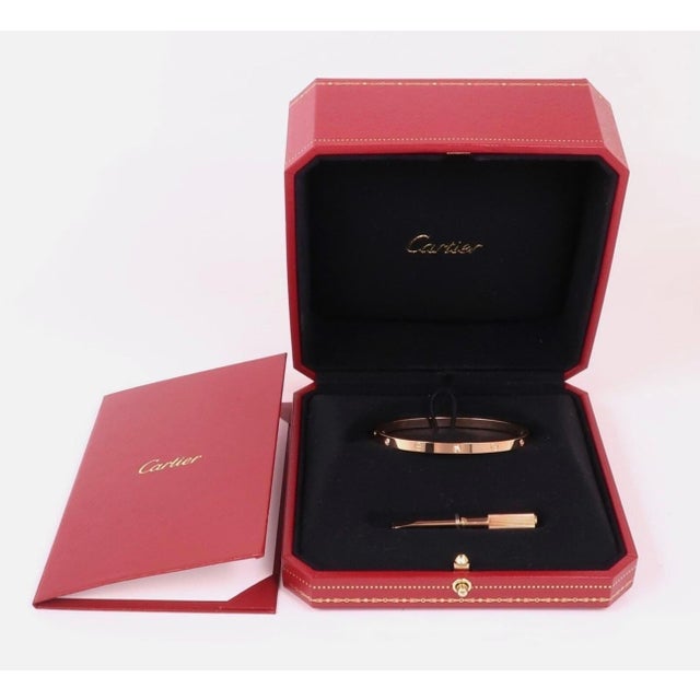 Authentic Cartier Love 6 Diamonds 18 Kt Rose Gold , Size 15 , Box + Certificate For Sale - Image 17 of 18
