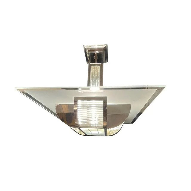 Silver Ceiling Lamp by René Pottier, 1930 For Sale - Image 8 of 12