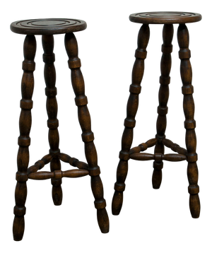 Wood Stools in the style of Charles Dudouyt, 1960s, Set of 2