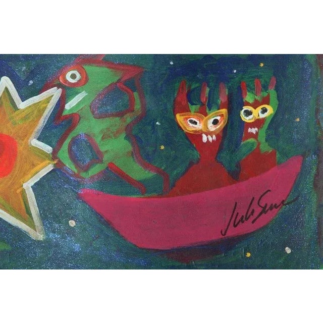 1999 “La Lampara Del Cuerpo” Neo Expressionist Folk Art Painting on Mixed Media by Julie Hermoso For Sale - Image 9 of 10