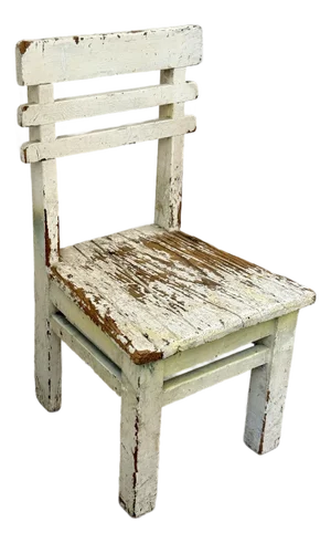 Charming Antique Gustavian Child’s Wooden Chair With Chippy Paint Finish & Rustic Vibe, Dating From Early 20th Century